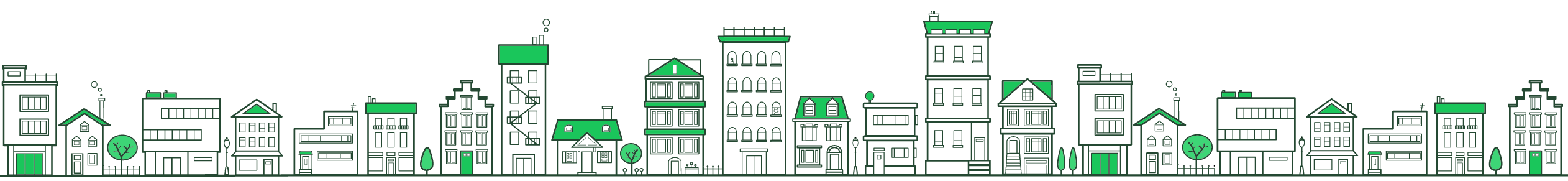 green apartment building graphic