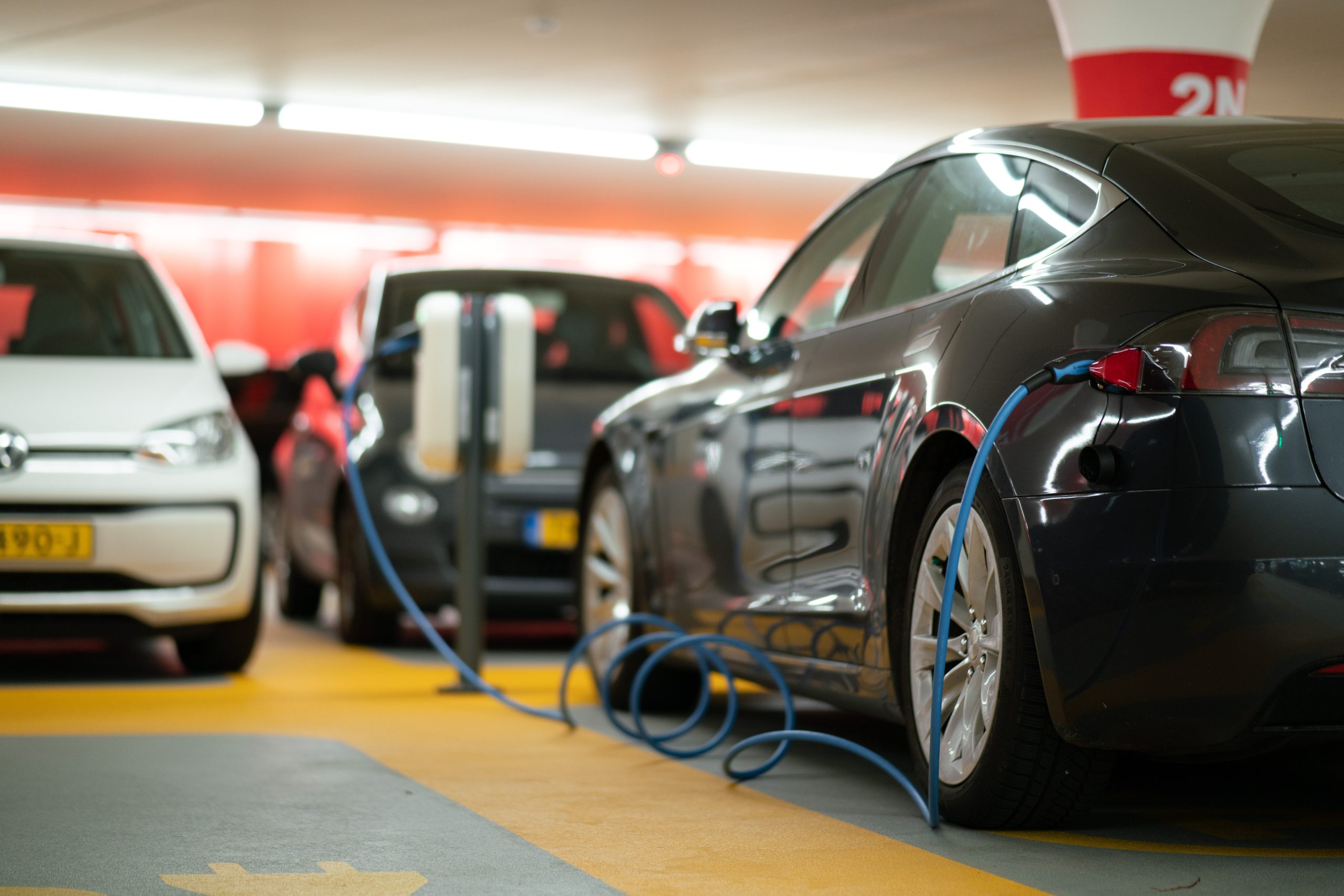 Electric Car Charging In Garage